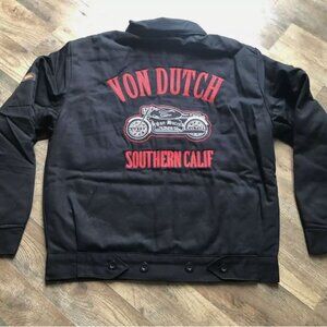 NWT Von Dutch Mens Black Motorcycle Southern California Jacket size Medium